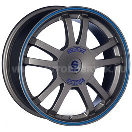 Sparco Rally 7.5x17/5x100 ET35 D63.3 Matt Silver Tech blue lip