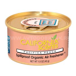 Ароматизатор воздуха на панель приборов CALIFORNIA Spillproof Organic, банка Pacifica Peach